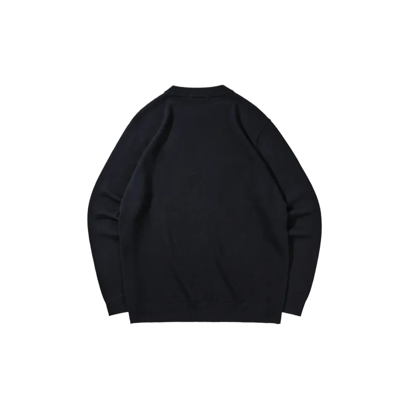 HLA Full Sheep Wool Embroidered Print Comfortable Long Sleeved Knitwear Men's-1