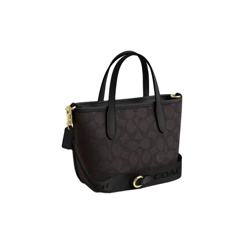 COACH City Coated Canvas Tote Bag Shopping Bag Handbag Mini Women's Black-1