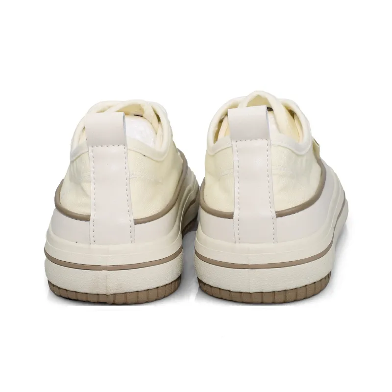 B10CROWN Non slip Lightweight Low Top Canvas Shoes Women's Beige-3