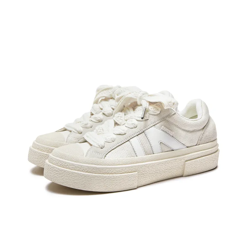 DFOA Wear Resistant Slip Resistant Low Top Skateboard Shoes Unisex Ecru-3