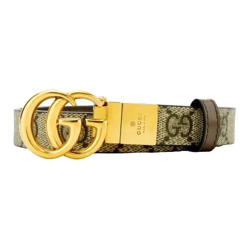 GUCCI GG Marmont Reversible Thin Belt In Beige, Ebony & Black