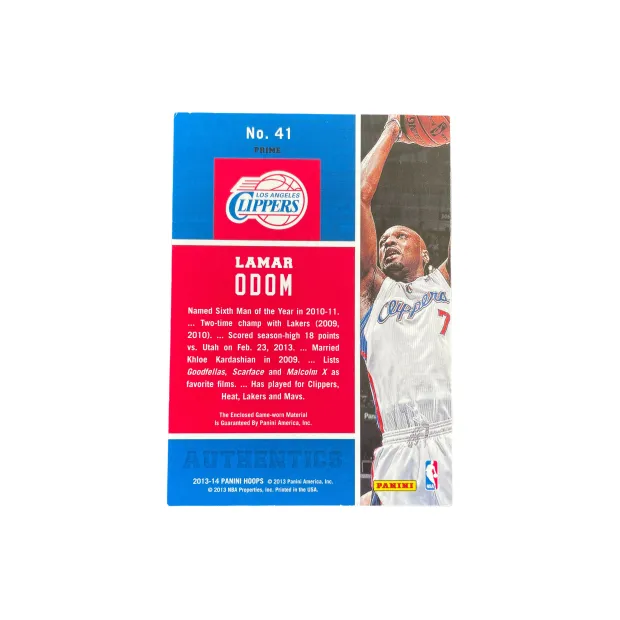 PANINI 2013 14 Hoops Clippers Lamar Odom Patch First Edition Player Card Product Pass Sports Cards 1 Pc-1