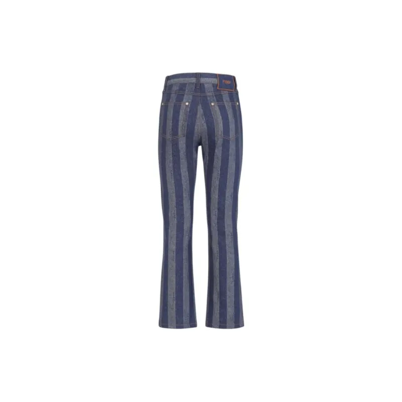 FENDI Logo Patch Striped Jeans-1
