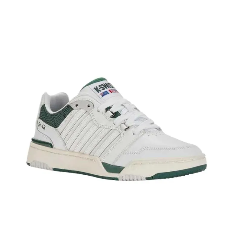 KSWISS Slip Resistant And Abrasion Resistant Coverage Low Top Tennis Shoes Men's BRILLIANT WHITE/POSY GREEN-1