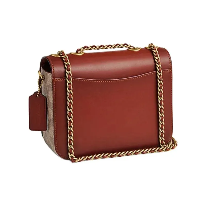 COACH Madison Cow Leather Patchwork With Artificial Leather Shoulder Bag Crossbody Bag Small Size Women's Rusty Red-1