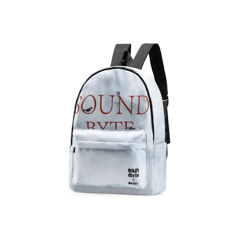 Soundbyte × ONRF Collaboration Polyester Students Backpack Laptop Bag Regular Unisex White-21