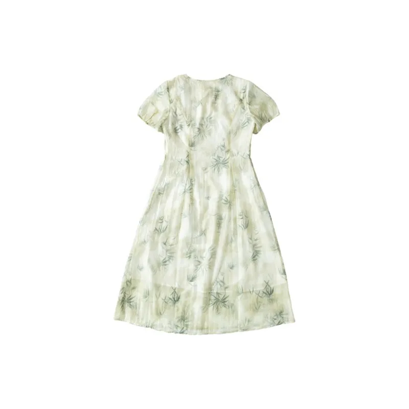 HONGNIAN Short-Sleeved Dresses Women's Yellow Green-1