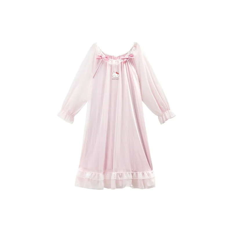 GUKOO x Hello Kitty Sanrio Series Nightgown Women's Peach Pink-0