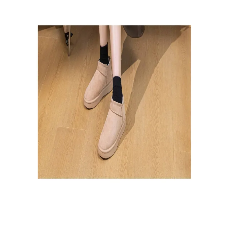 RENBEN Warm Wear Resistant Cushioning Slip Resistant Coverage Short Snow Boots Women's Khaki-7