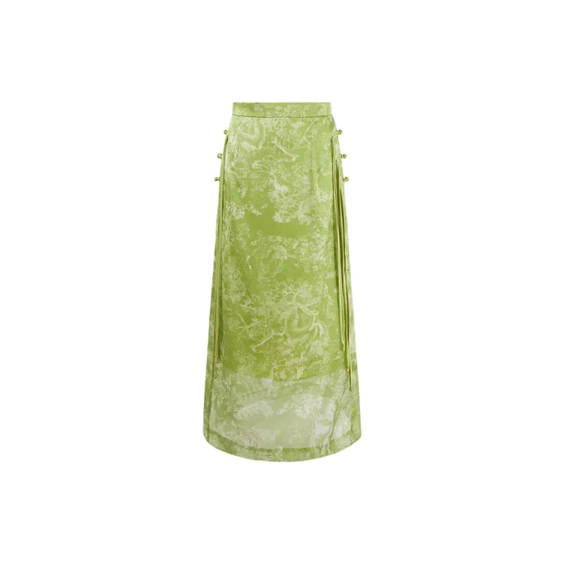 COCOON Casual Long Skirt Women's Green-1