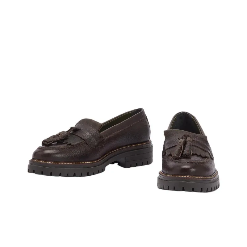 BARBOUR Dolores Tassel Loafers 4cm Women's Dark Brown-3