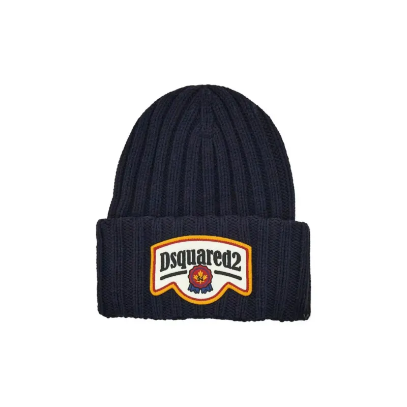 DSQUARED 2 Logo Patch Knitted Beanie-0
