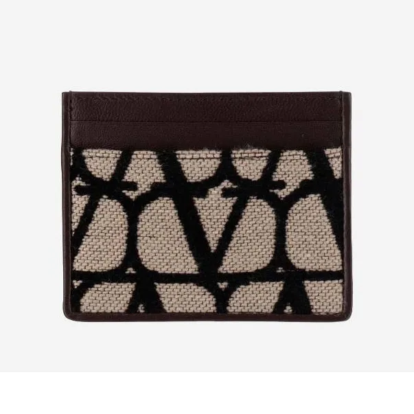 Valentino GARAVANI Leather Card Holder Women's Beige-0