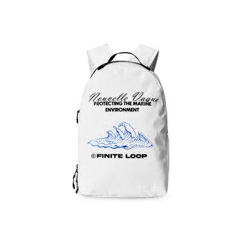 FINITE LOOP Recycled Polyester Backpack Large Capacity Backpack Regular Unisex White