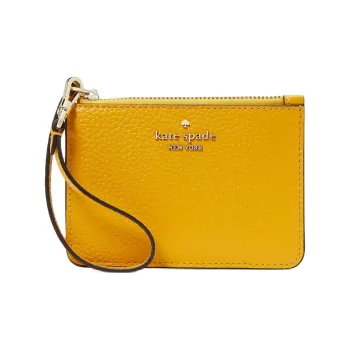 Kate Spade Litchi Grain Leather Card Holder Small Size Women's Narcissus Yellow