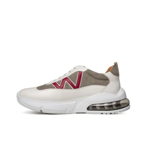 THOM WILLS Trendy Versatile Chunky Sneakers Cushioning Low Top Casual Shoes Men's White