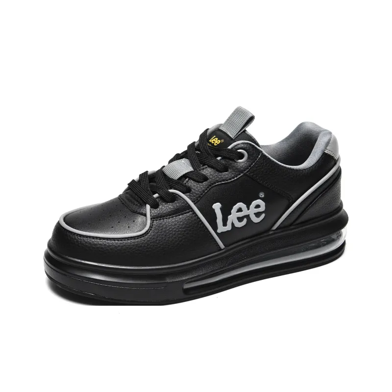 Lee Classic Air Cushion, White Sneakers Lightweight And Breathable Low Top Height Increasing Skateboard Shoes Men's-7