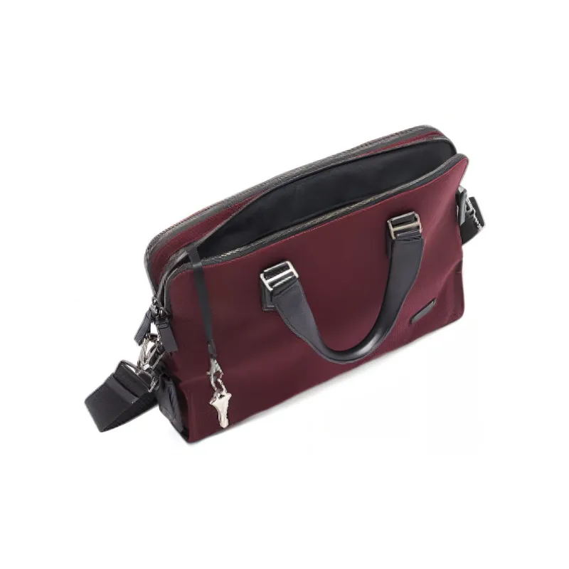 TUMI Harrison Leather Controller Business Bag, Nylon Crossbody Bag, Handbag Men's Red-3