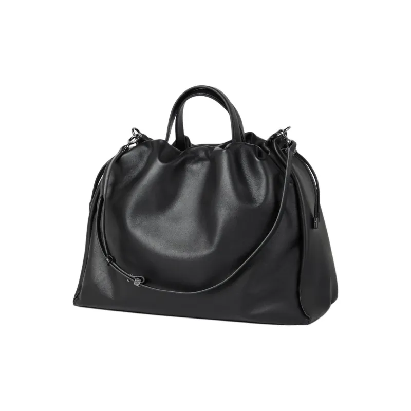Brunello Cucinelli Soft Leather Bucket Bag, Shoulder Bag, Crossbody Bag, Handbag Tubas Women's Black-1