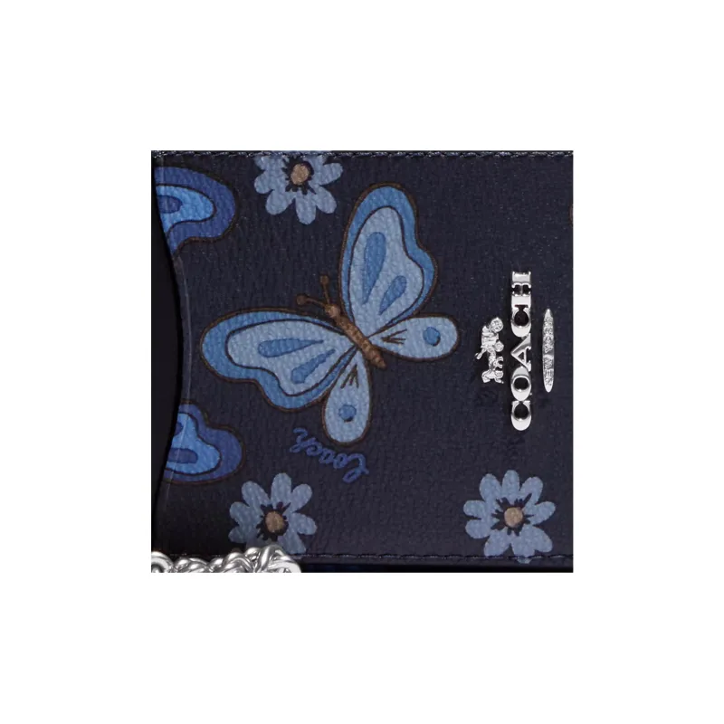 COACH Card Case Canvas With Leather Wallets Card Holders Women's Midnight Marine-2
