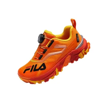 FILA KIDS Slip-Resistant Anti-Kick Low-Top Kids' Outdoor Shoes Orange Tiger Black Teenagers