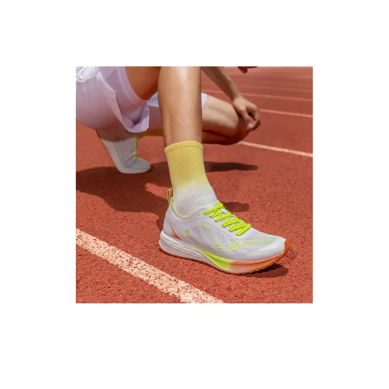 LPMX Cushioning Breathable Lightweight Low Top Marathon Racing Running Shoes Unisex Neon Orange Yellow-17