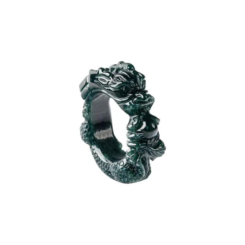 Yi Zhi Jing Bean Type Jadeite Rings Men's-3