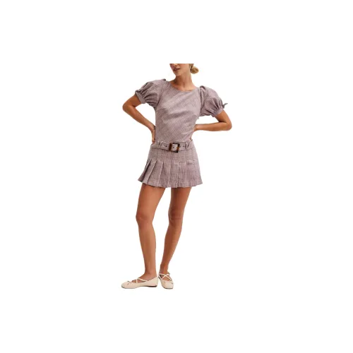 FREE PEOPLE Short-Sleeved Dresses Women's Grey And Pink Combo