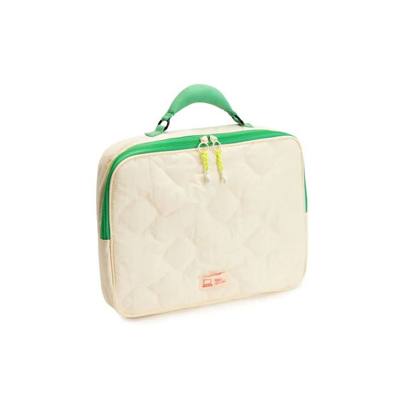 Bromen Nylon 14 Inch Commute Portable Laptop Bag With Storage Insert Regular Unisex Green/Green Grape Beige Contrast-1