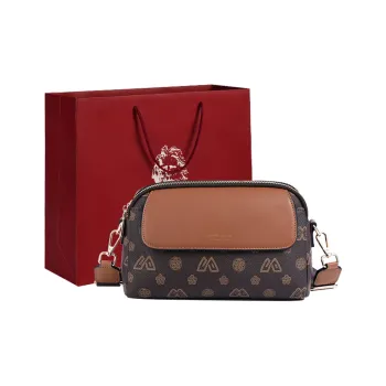 Old Man's Head PVC With Synthetic Leather Shoulder Bag Women's Coffee