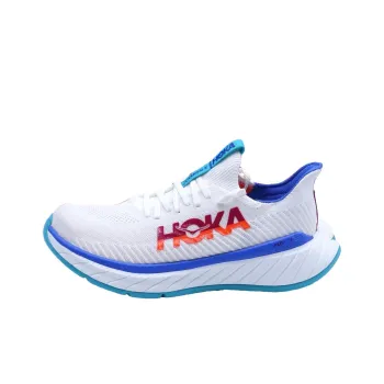 HOKA ONE ONE Carbon X3 Anti Slip Wear Resistant Low Top Running Shoes Women's White Orange