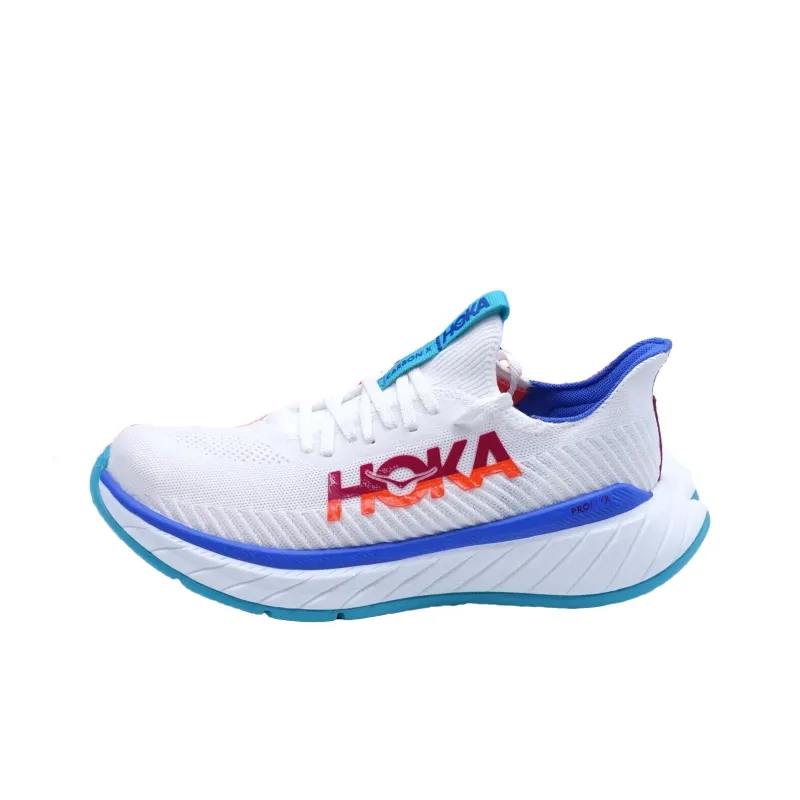 HOKA ONE ONE Carbon X3 Anti Slip Wear Resistant Low Top Running Shoes Women's White Orange-0