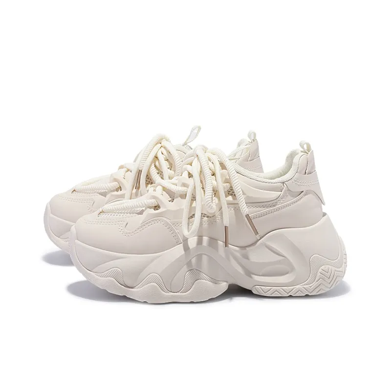 SNXR Anti-Slip Wear-Resistant Waterproof And Breathable Low-Top Chunky Sneakers Women's Beige-67