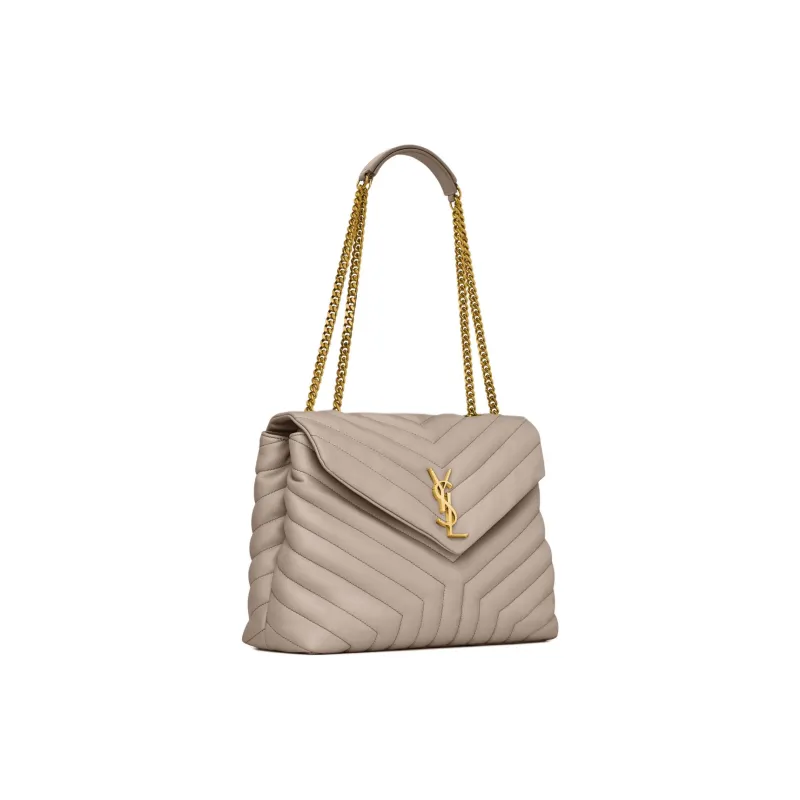 SAINT LAURENT LOULOU Calfskin Portable Crossbody Bag Shoulder Bag Medium Size Women's Taupe-1