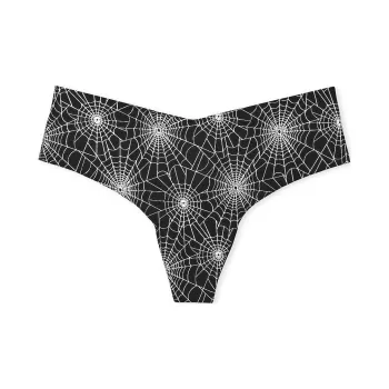 Victoria's Secret PINK No-Show Cheeky Panty / Black Spiderweb Print Underpants Women's 1 Pack Black Spider Webs