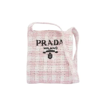 PRADA Straw And Wicker And Raffia Portable Crossbody Bag Shoulder Bag Women's Pink