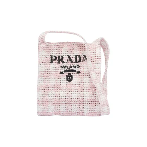 PRADA Straw And Wicker And zipped Portable Crossbody Bag Shoulder Bag Women's Pink