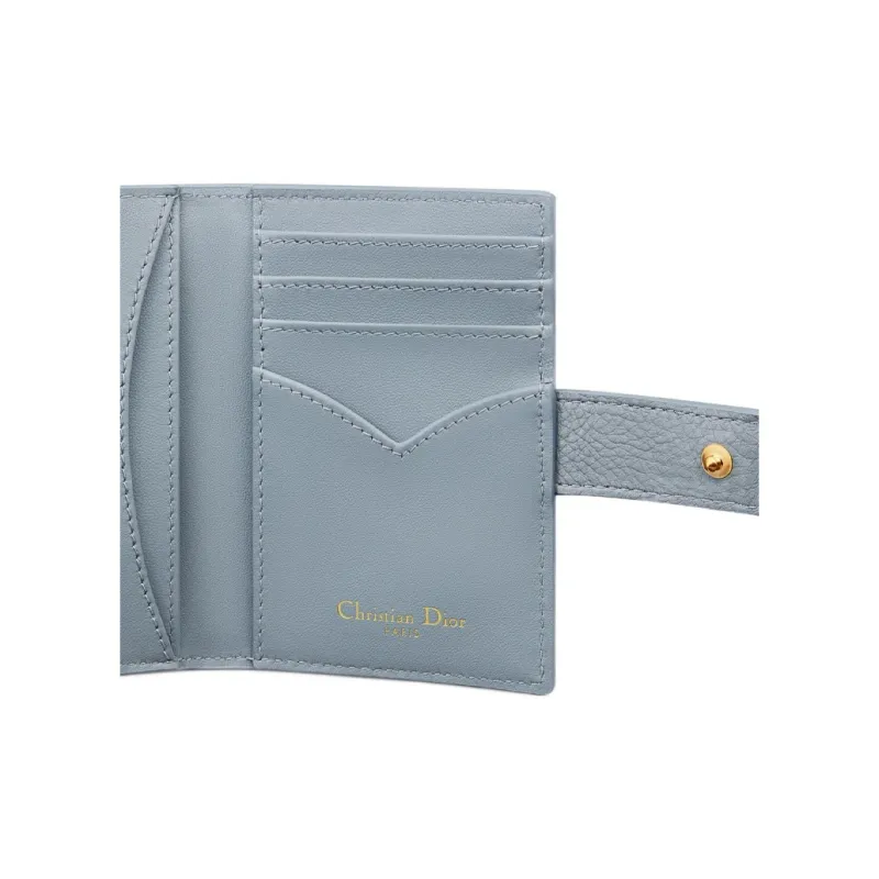 DIOR Caro Calfskin Card Holder Wallet Women's Cloud Blue-4