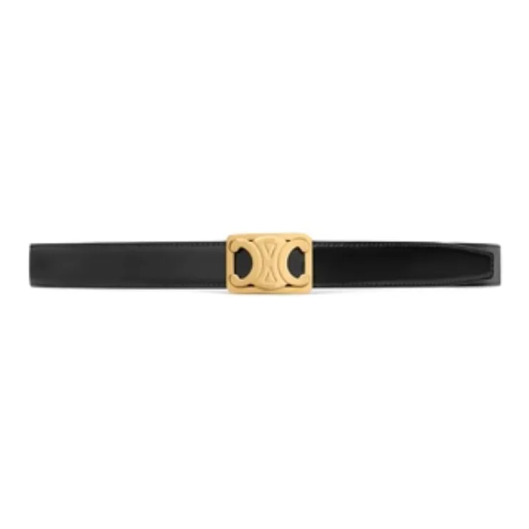 CELINE   Leather Belts Women's Black/White Width  2.5CM-2