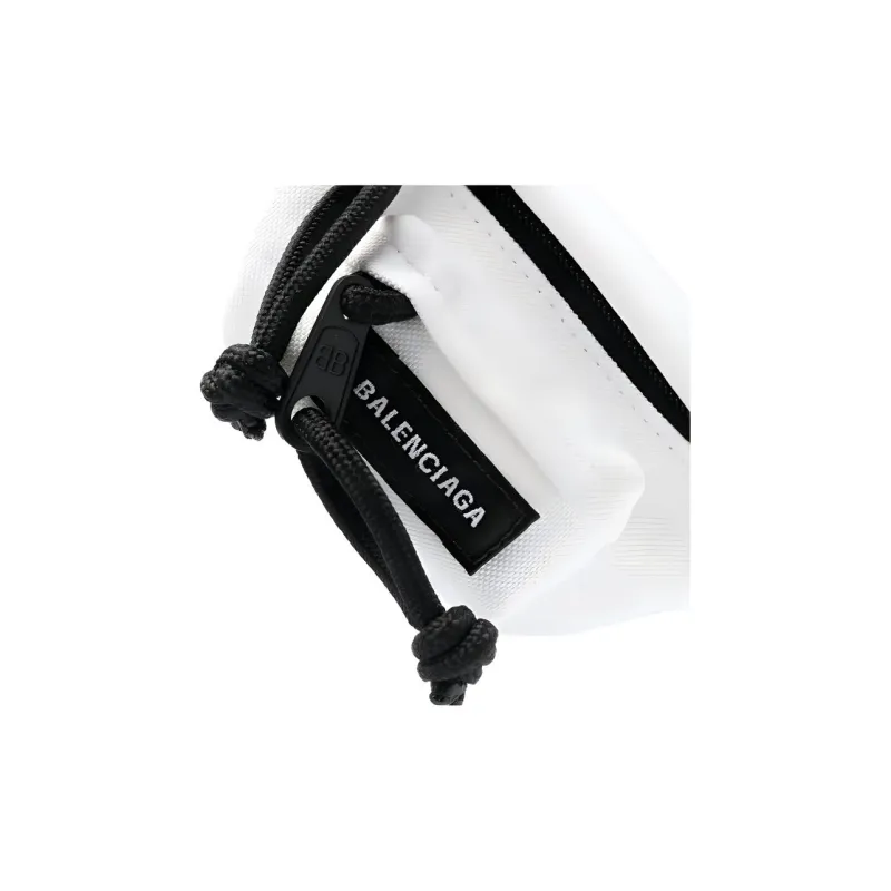 Balenciaga Nylon Keychain Fanny Pack With Key And Coin Purse Men's White-2