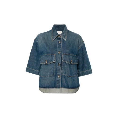 KHAITE Short sleeved Denim Shirt