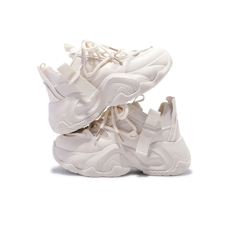 SNXR Anti-Slip Wear-Resistant Waterproof And Breathable Low-Top Chunky Sneakers Women's Beige-89