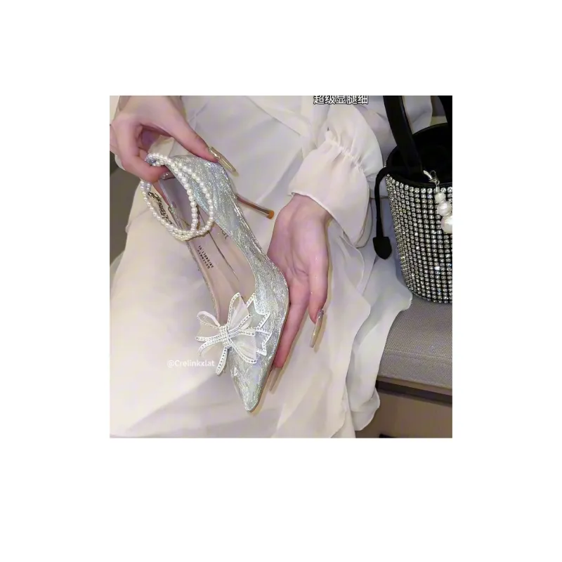 Crelinkxlat Slim Heel High Heels Women's Silver-14
