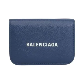 Balenciaga Leather Wallet Mini Women's Navy Blue