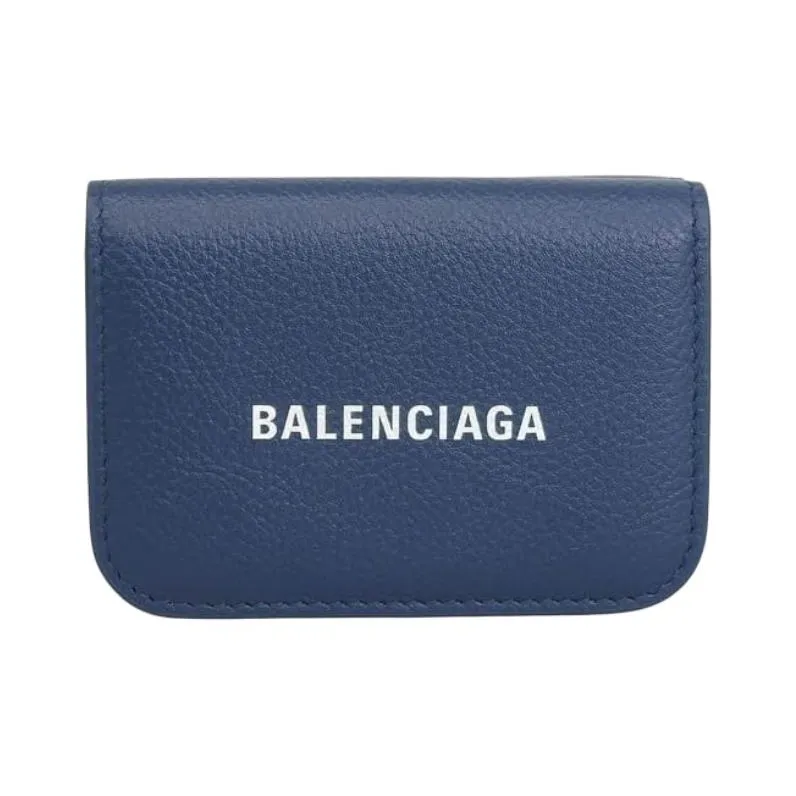 Balenciaga Leather Wallet Mini Women's Navy Blue-0
