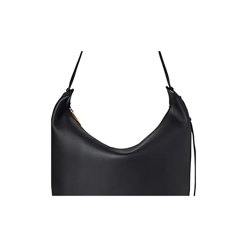THE ROW N/S Allie Buffed Calfskin Shoulder Bag Croissant Bag Women's Black-3