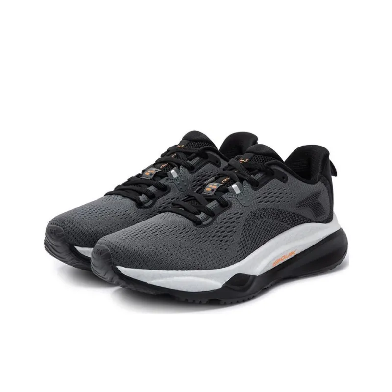 361° Red Flame 4 Cushioning Anti Slip And Wear Resistant Low Top Casual Running Shoes Men's Gray Black-2