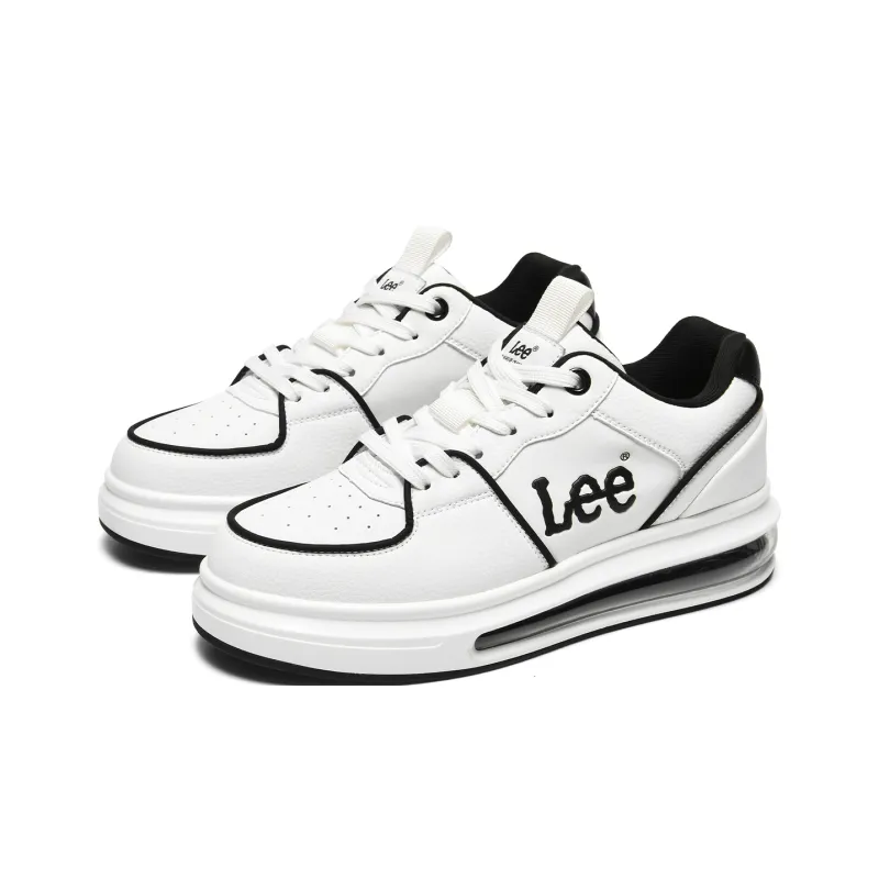 Lee Classic Air Cushion, White Sneakers Lightweight And Breathable Low Top Height Increasing Skateboard Shoes Men's-2