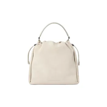 Brunello Cucinelli Suede Calfskin Bucket Bag, Shoulder Bag, Crossbody Bag, Handbag Women's Light Gray