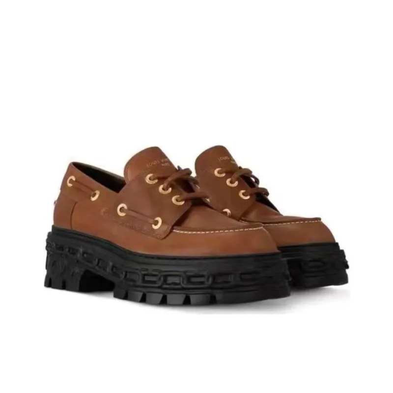 LOUIS VUITTON Record Loafers Women's Brown-2